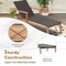 Costway 3PCS Patio Rattan Lounge Chair Chaise Set Wooden Frame Folding Table